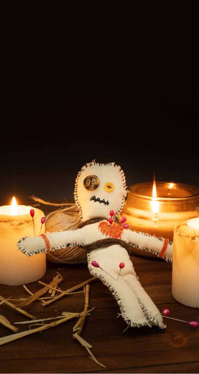 angle vodoo doll candles